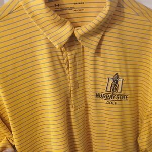 Under Armour  Murray State Golf Polo with Gray Stripes